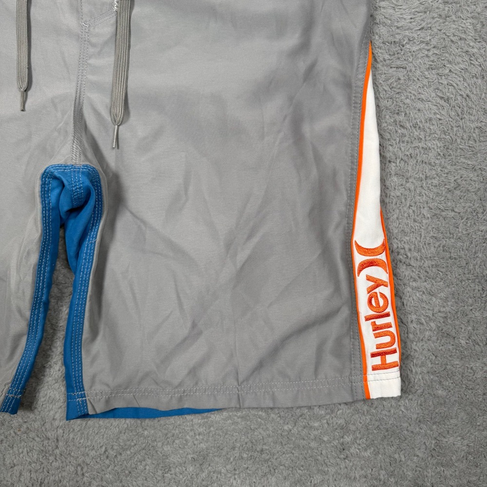 Hurley Mens Board Shorts Size 36 Grey Blue Orange Colorblock Cargo Swim Trunks - Picture 6 of 12